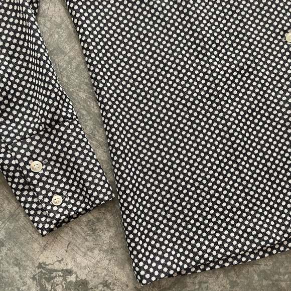 Vintage 60s 70s Bradley Black White Polka Dot Retro Button Up Shirt Medium - Picture 4 of 9